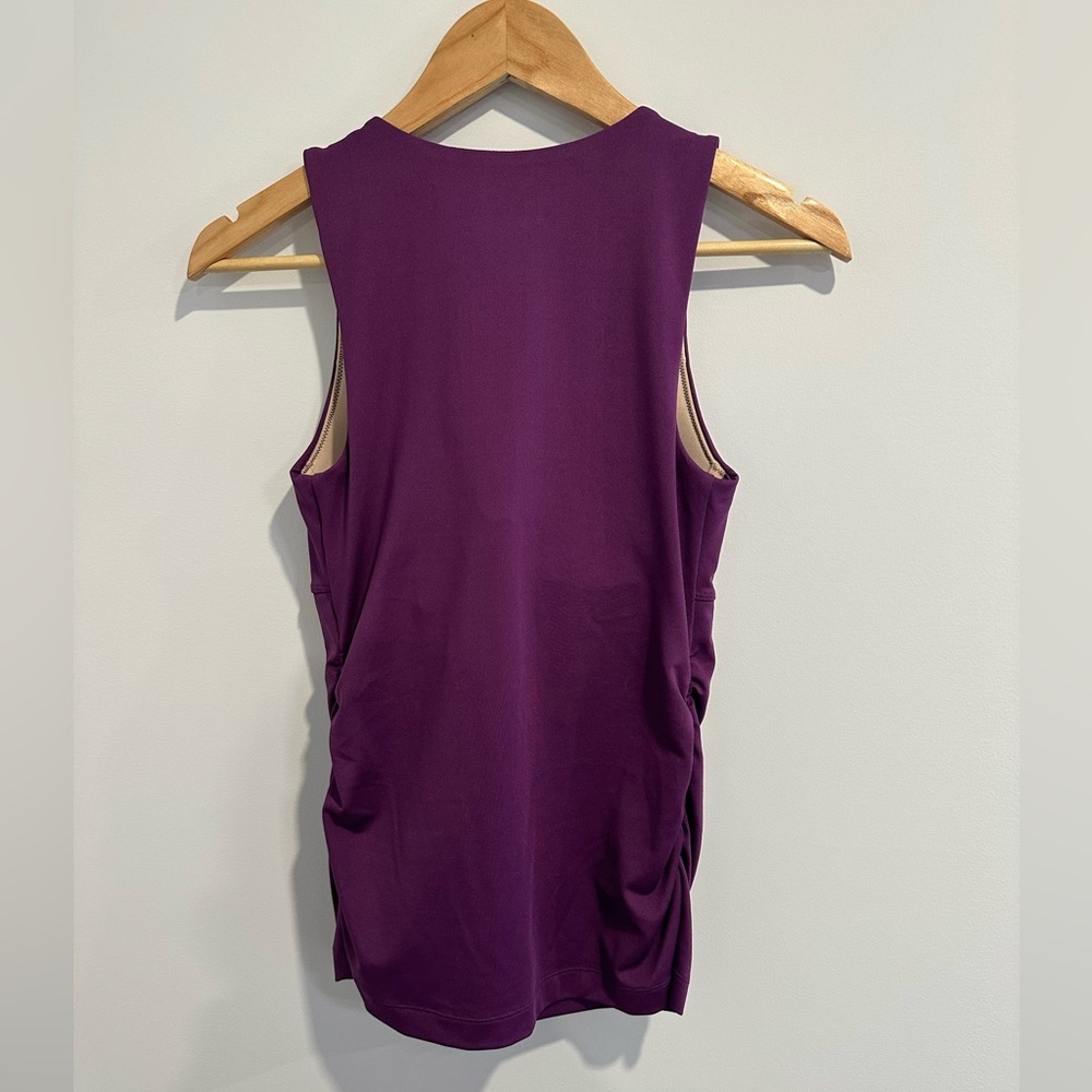 Athleta Purple Shirred V-Neck Support Tank With Built-in Bra Size 34C - Picture 2 of 8